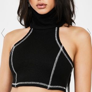 poster grl crop sweater tank / mockneck